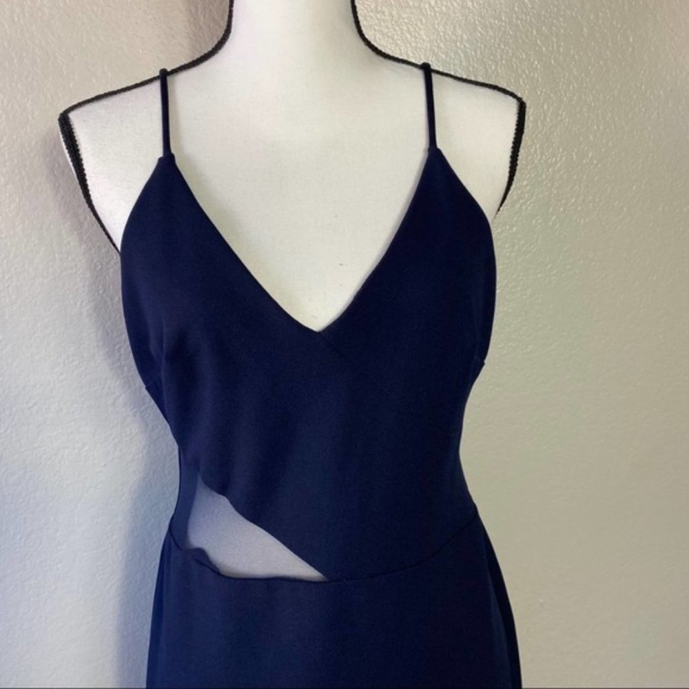 Xscape Blue Asymmetrical Hem Cocktail Mini Dress - Picture 3 of 7